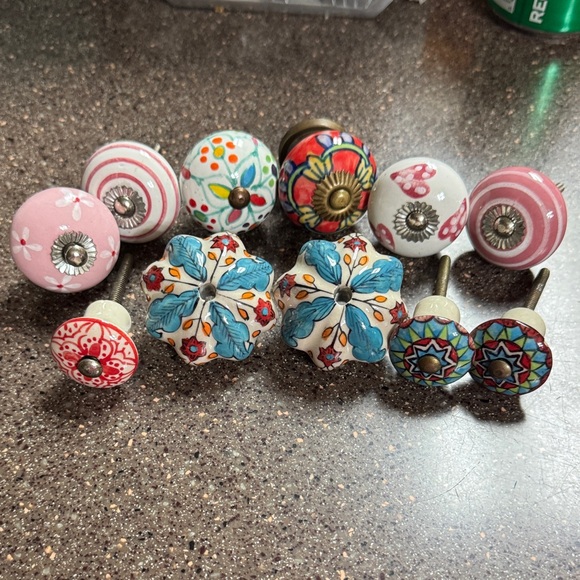 11 Colorful Ceramic Drawer Knobs Set - Picture 2 of 12